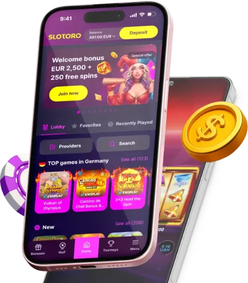 Slotoro Casino Mobile App auf dem Smartphone